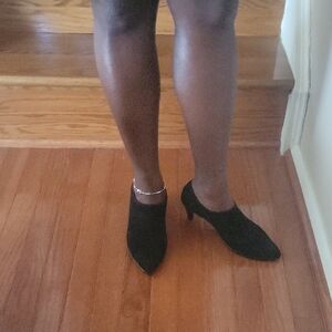 Ecco Brand, Chic Black Low Heeled  Ankle Booties, Size 7.5M